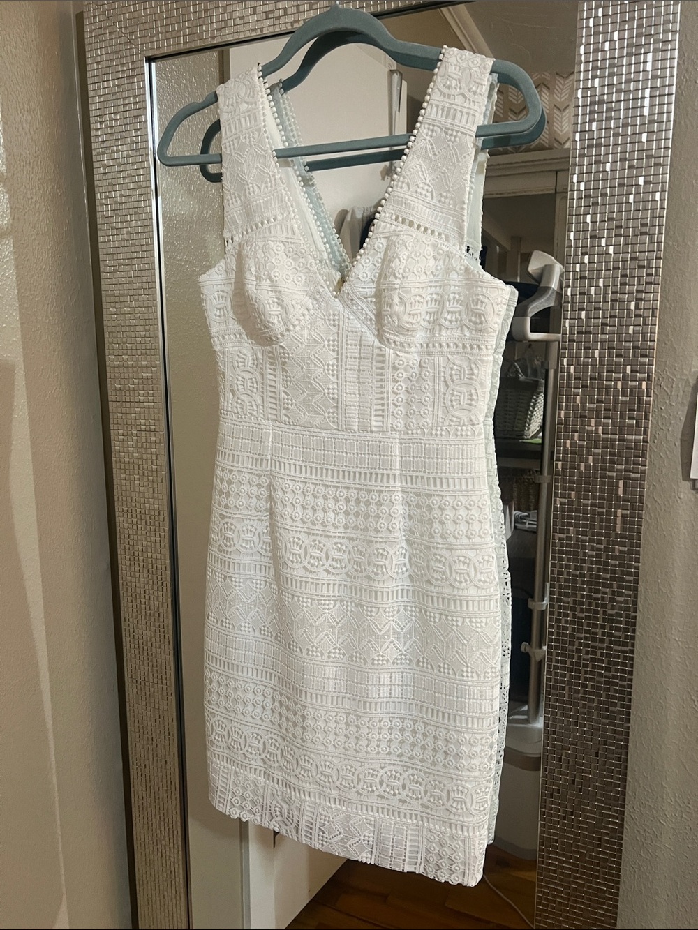 Trina Turk White Lace Sleeveless Mini Dress